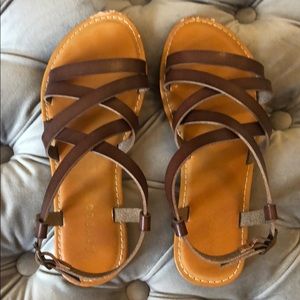 super cute strappy brown sandals